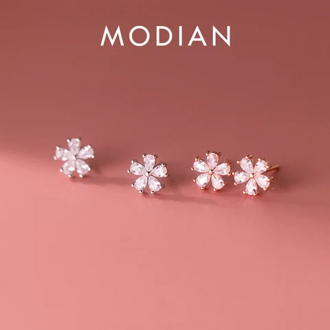 Серьги-гвоздики Modian Flora из серебра 925