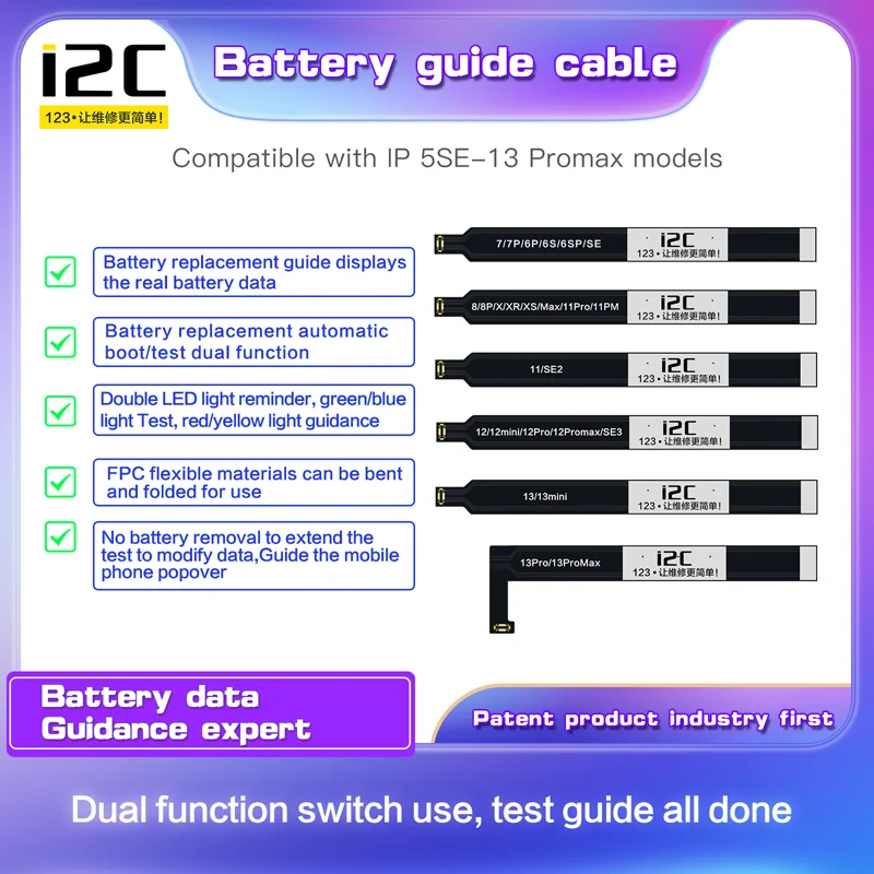

i2C Battery Test and Guide Line Flex Cable for Phone 5SE-13ProMax Health Data Guide Booting Edit Maintenance Repair Tool