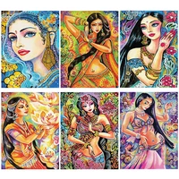 5d diy diamond painting indian beauty cross stitch full round diamond art mosaic embroidery women portrait full drill home decor