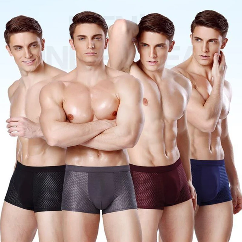 

New Underpant Men Underwear Boxer With Pouch Panties For Man Bamboo Mesh Shorts Male Breathable Nightwear Large Size L-3XL 1PC