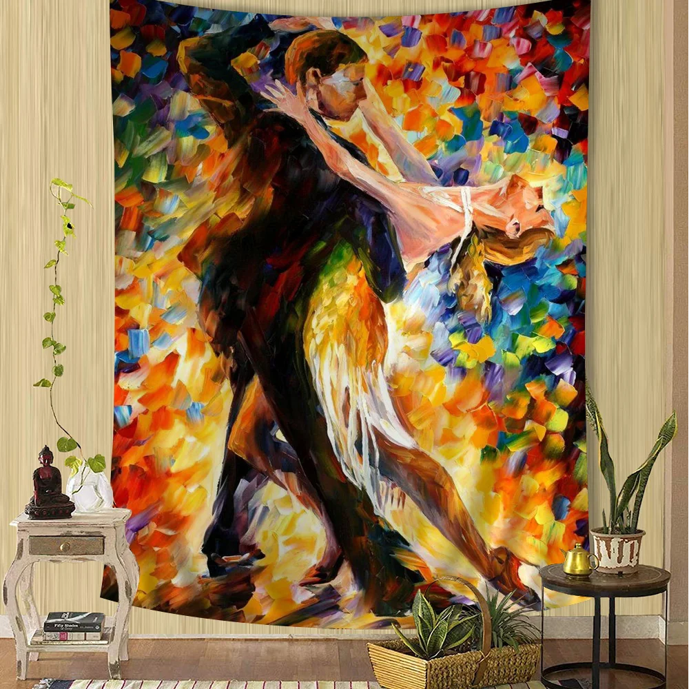 L-leonid Afremov масла мультфильм гобелен хиппи цветок настенные ковры Декор в