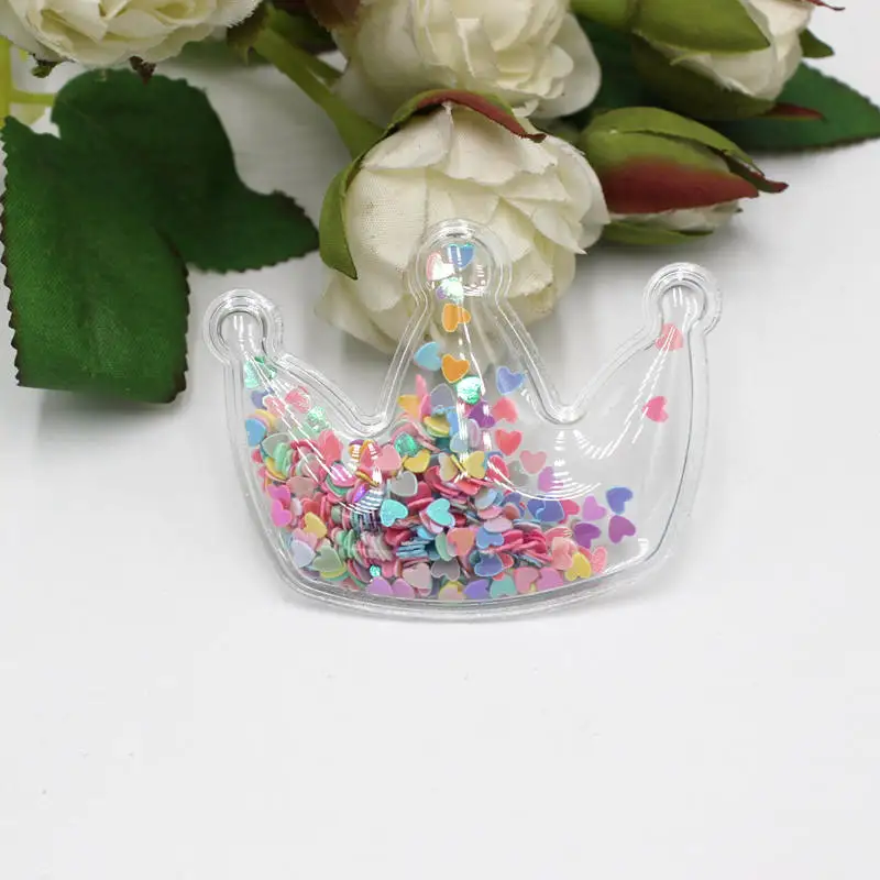 5 шт./лот прозрачные Аппликации из ПВХ в форме короны со свободными блестками