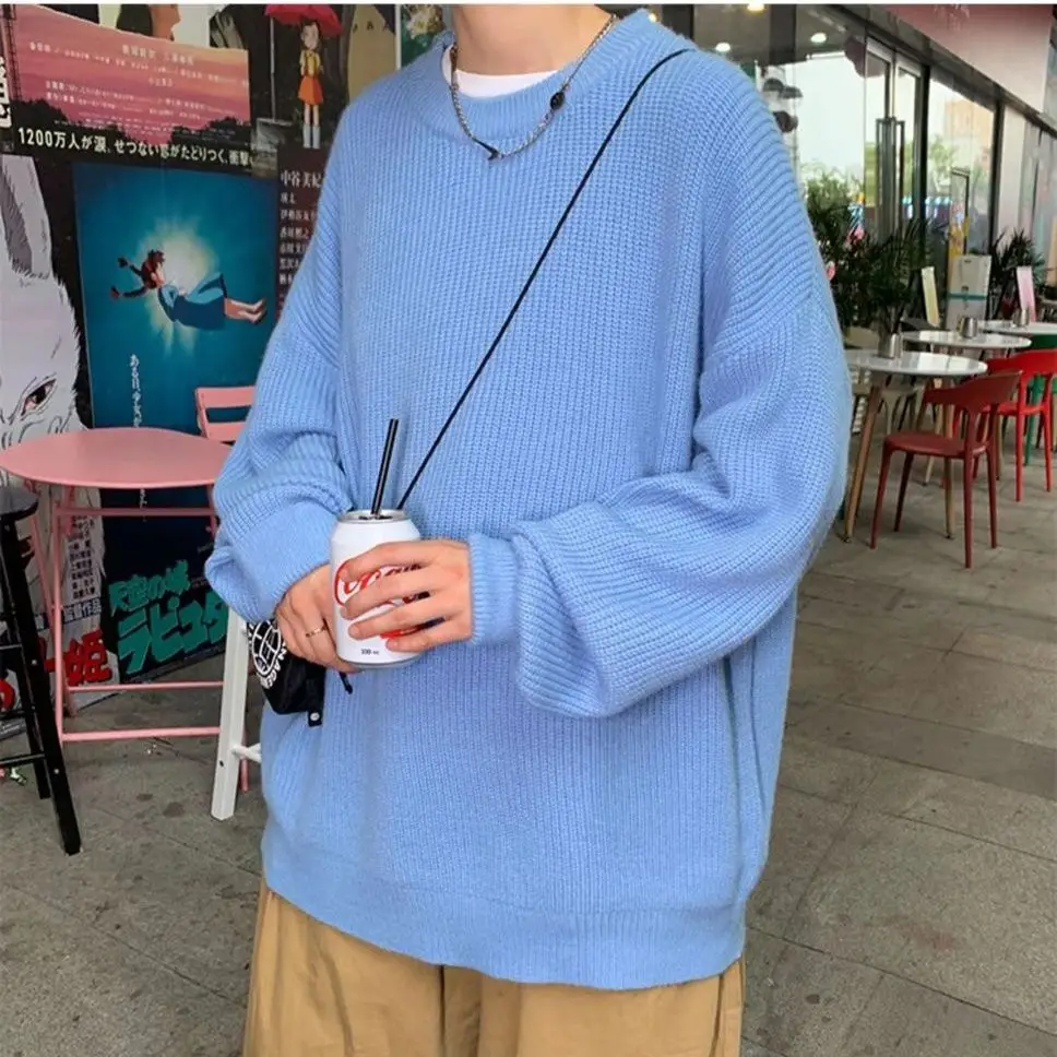 Spring Autumn Winter Fashion Man Casual Men's Loose Tess Cool Boys Pullover Knitted Sweater Soft Stripes Tops Warm Retro Stripes