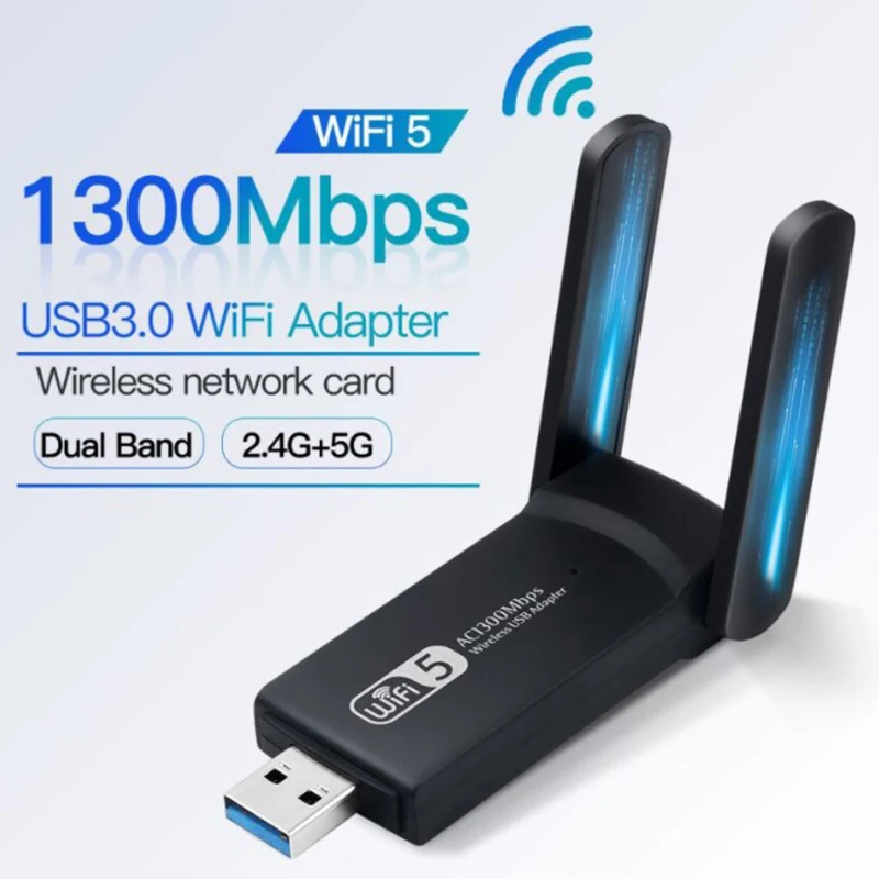 

1300Mbps USB3.0 WiFi Adapter Dual Band 2.4G 5Ghz Wireless WiFi Dongle Antenna USB Ethernet Network Card Receiver For PC