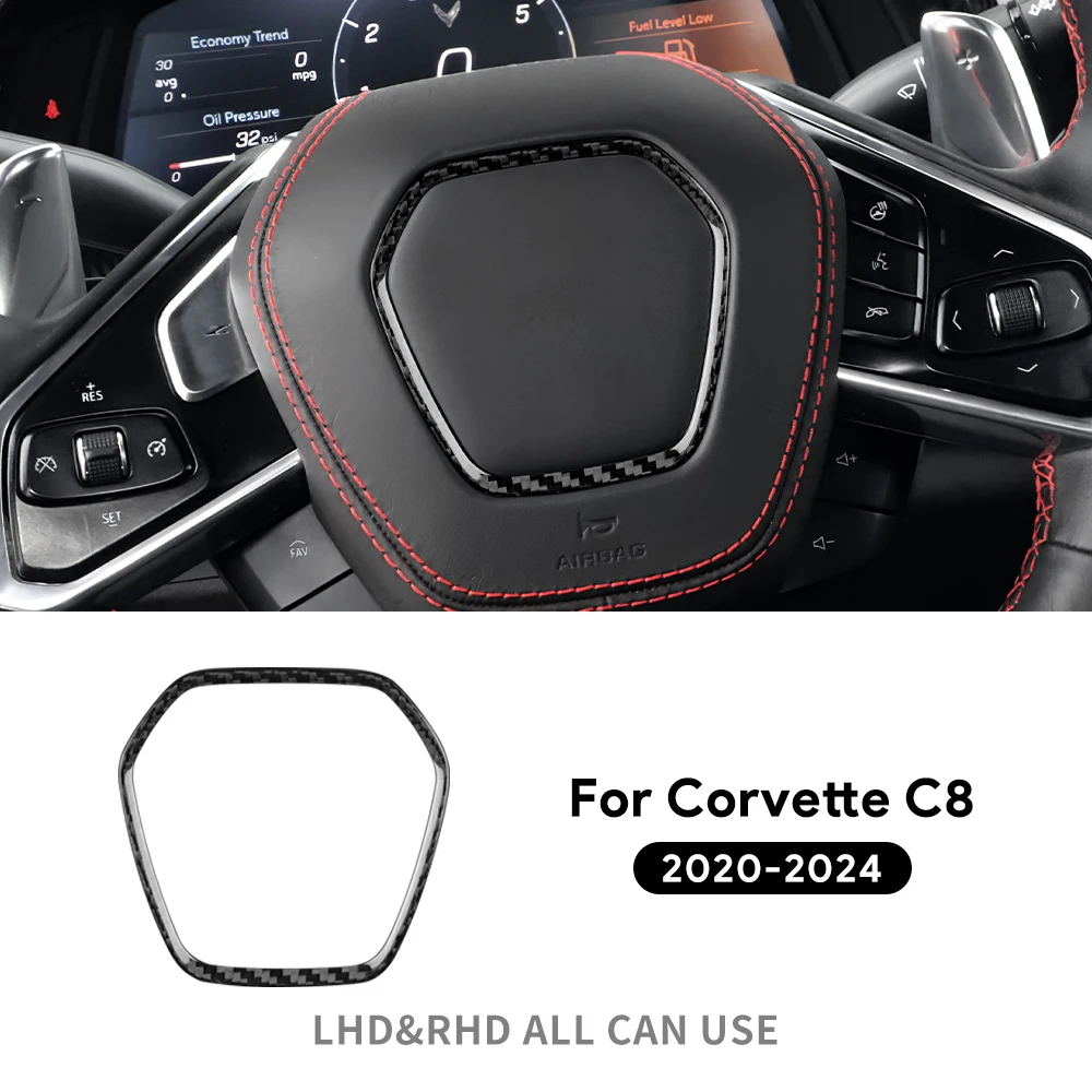 

Наклейка из натурального твердого углеродного волокна для Chevrolet Corvette C8 2020 2021 2022 2023 2024, аксессуары для центра рулевого колеса