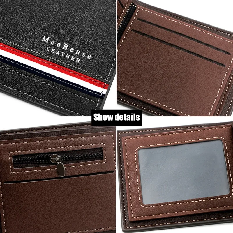 Fashion PU Leather Wallet Men Luxury Slim Coin Purse Business Foldable Wallet Card Holder Pocket Clutch Male Handbags Tote Bag