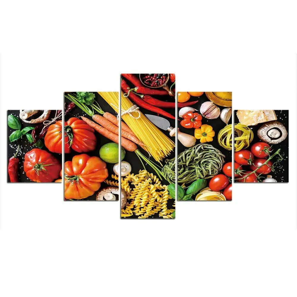 

5Pcs Vegetable Food Kitchen Decor 5 Pieces Pictures Canvas Poster HD Print 5 Panel Modern Abstract Wall Home Decor Art