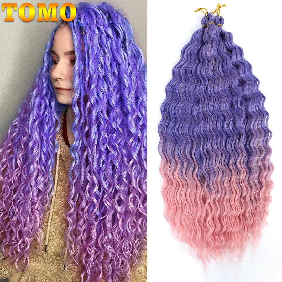 

TOMO 22 Inch Deep Wave Twist Crochet Hair Synthetic Long Goddess Crochet Braids Curly Hair Wavy Ombre Blonde Hair Extensions