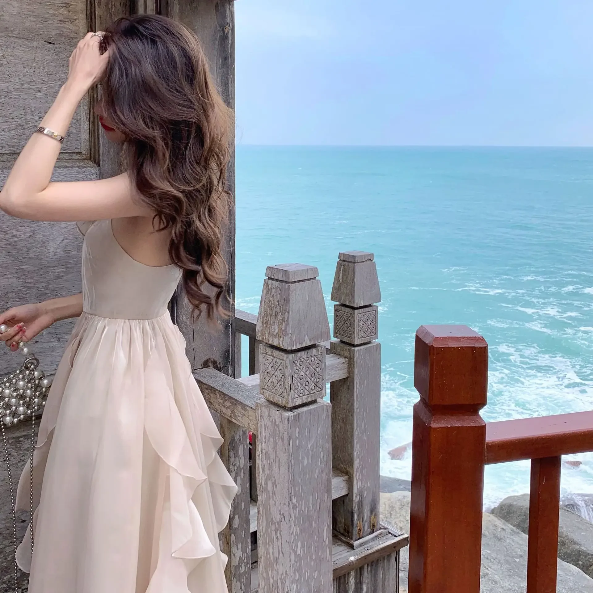 Новое летнее женское платье элегантный дизайн чувственное платье-майка с рюшами