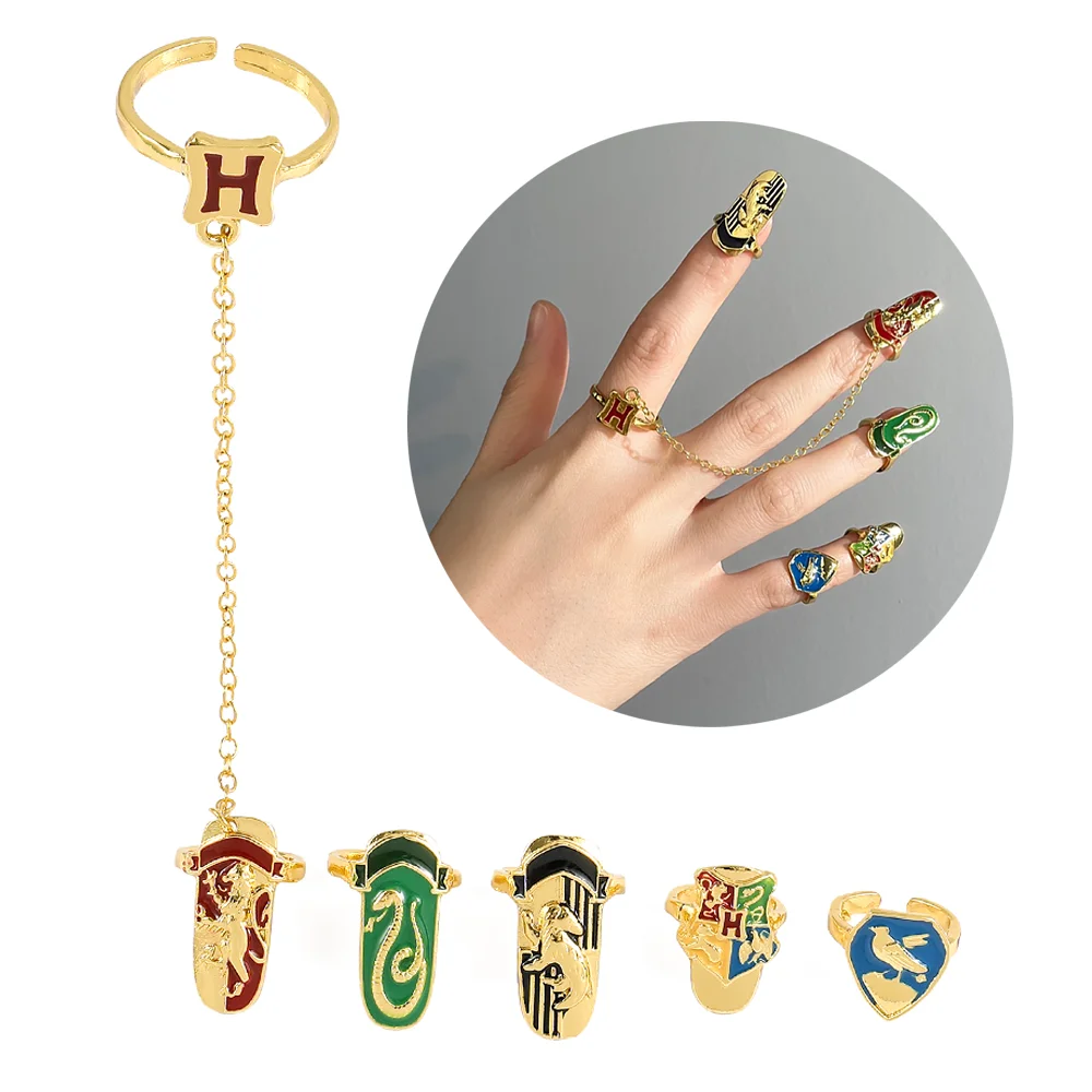 

Anime Nail Harries Ring College Logo Badge Rings Opening Adjustable Potters Fashion Creative Rings Jewelry Accessories Gift