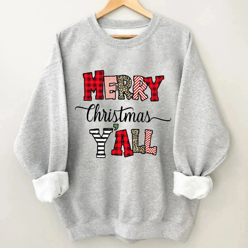 

Rheaclot с надписью Merry Christmas You клетчатый женский ретро хлопковый Женский свитшот с длинными рукавами