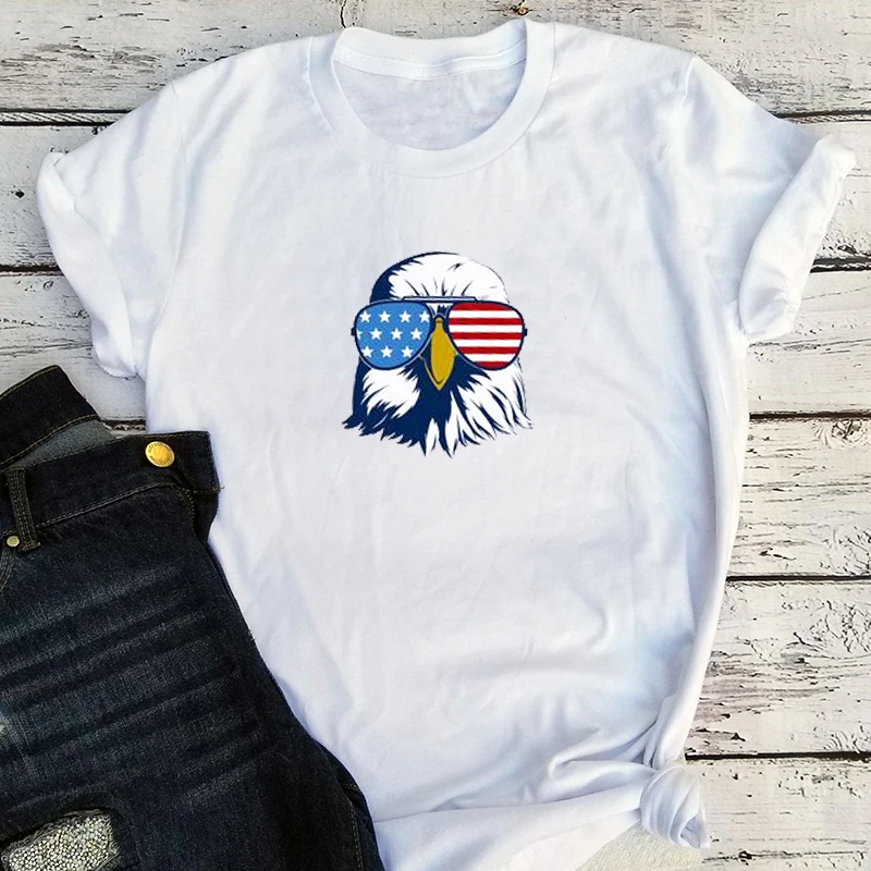 

American Eagle Patriotic Shirt 2022 American 4th July Tshirts Proud To Be American Graphic Tees Women Stars & Stripes Tops L