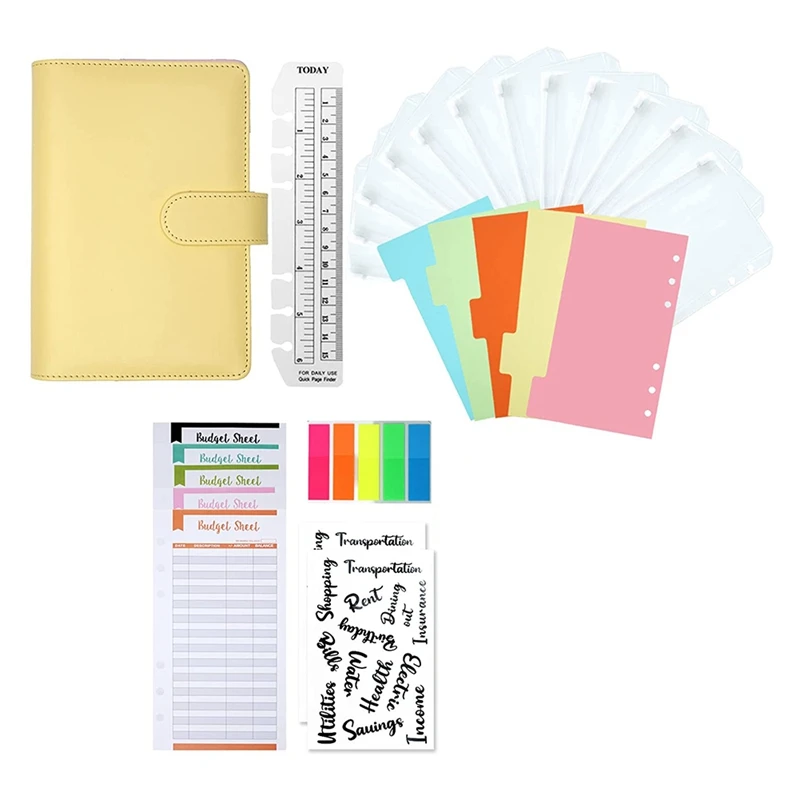 

34 Pieces A6 Ring Binder Notebook, Budget Planner, 6 Holes Budget Binder With Binder Pockets, Budget Sheets