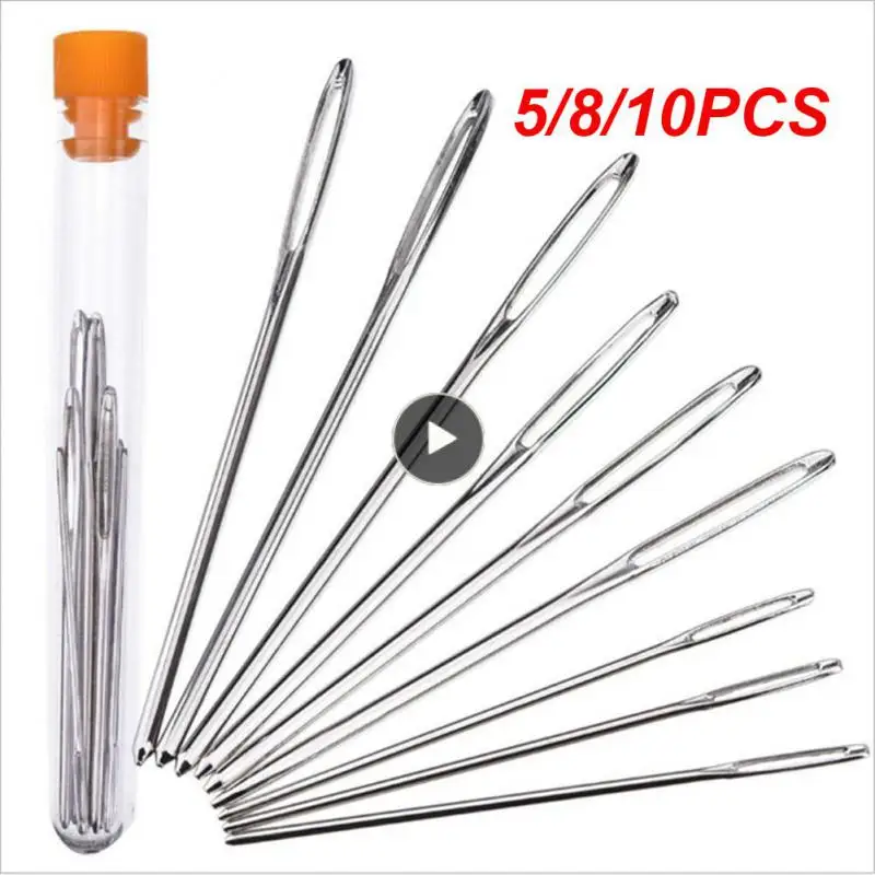 

5/8/10PCS Large Eye Knitting Needle 9 Pcs Thread Needle Sewing With Bottle Blunt Sewing Needles Steel Home Accessories Tools
