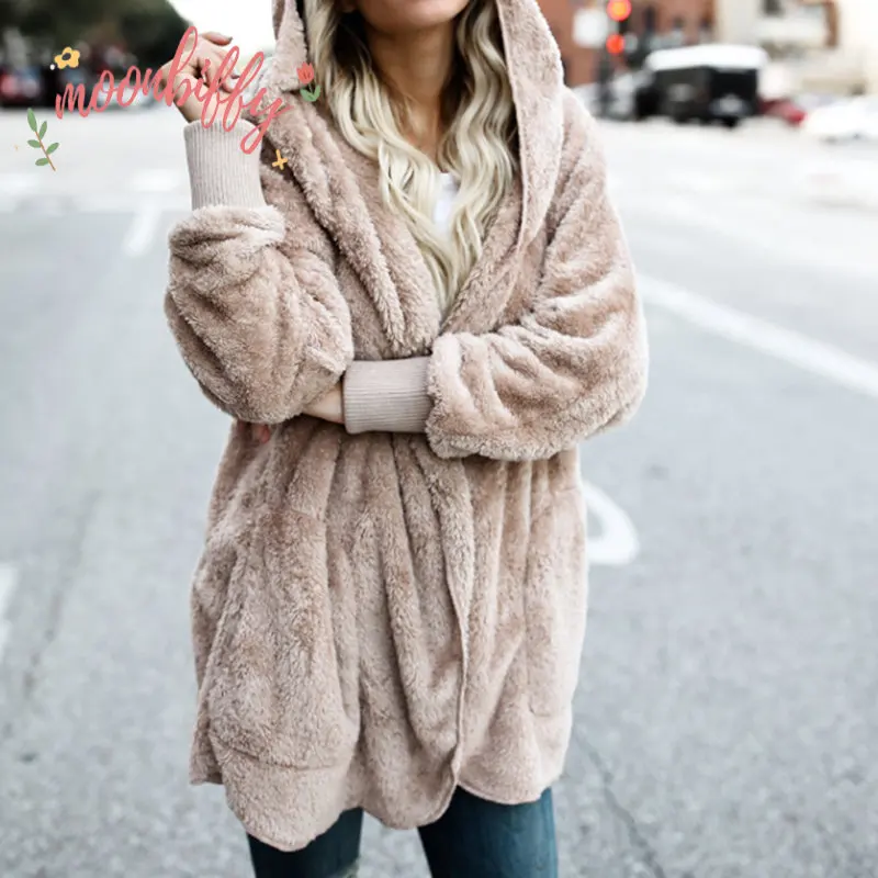 

Winter Coat Women Fur Cardigan Jacket Long Sides Both Side Wearing Faux Fur Coat Teddy Coat Ladies Autumn Winter Thermal Coats