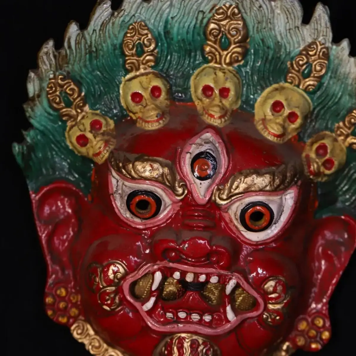 Mysterious Region Last Piece Of Pure Land Tibetan Old Gas Copper Tire Pure Hand Beating Chisel Engraved Gold Mask