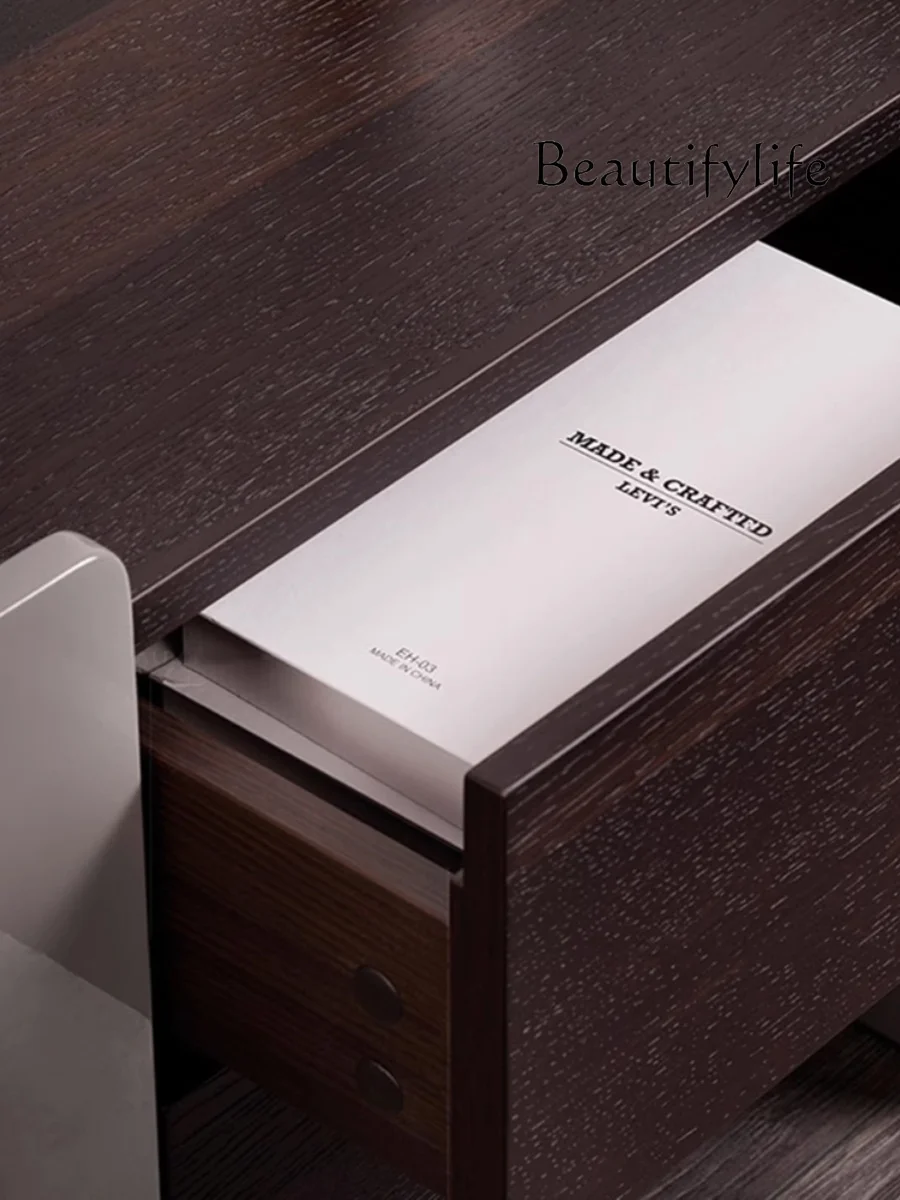 Итальянский минималистичный прикроватный столик Дымчатая простая прикроватная