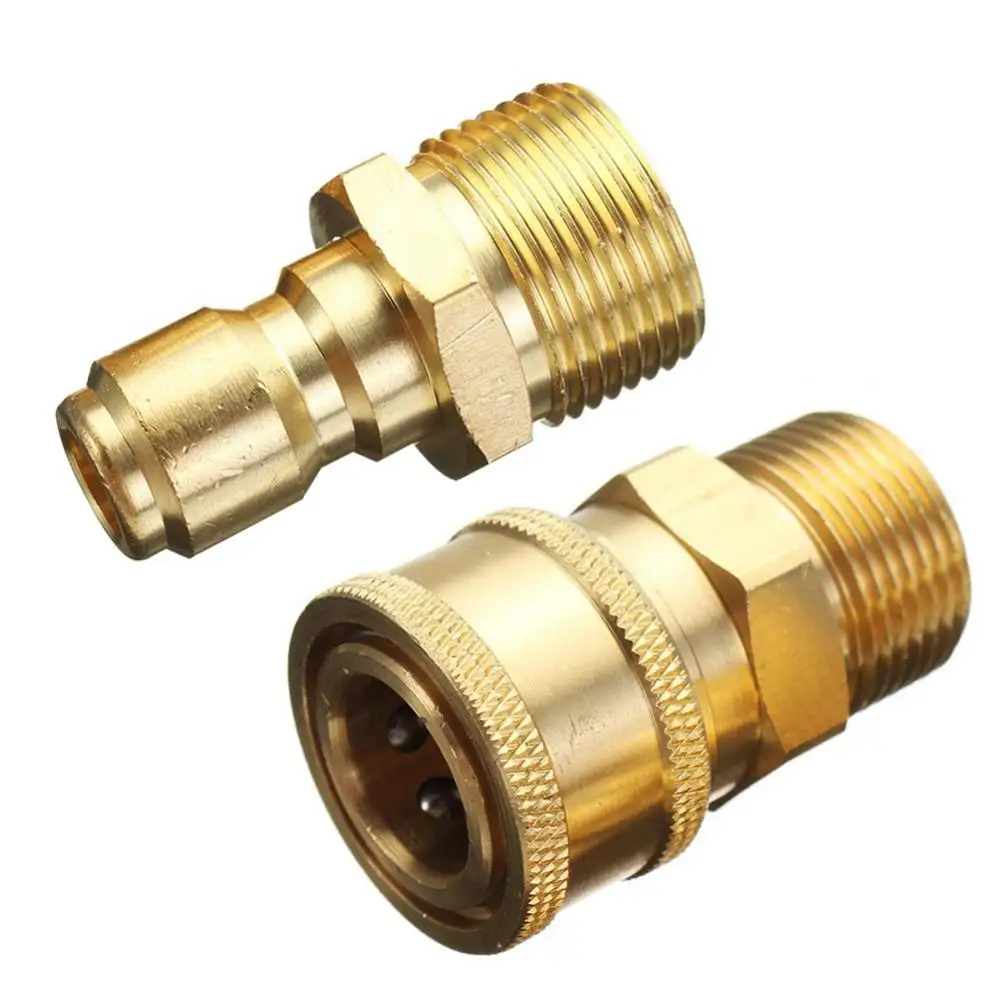 

2Set Pressure Washer Quick Release 14.8mm 3/8" Male To M22 Male Fitting Coupling Tap Accessories Garden Drip Irrigation Tools