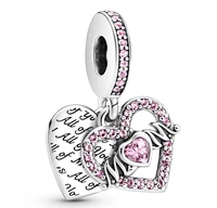 authentic 925 sterling silver moments people heart mom with crystal dangle charm bead fit pandora bracelet necklace jewelry