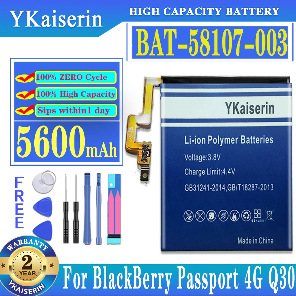 

Аккумулятор ykaisсеребрин 5600 мАч BAT-58107-003 для Blackberry Q30 Passport 4G SQW100-1 SQW100-3 Мобильный телефон Batteria + Бесплатные инструменты