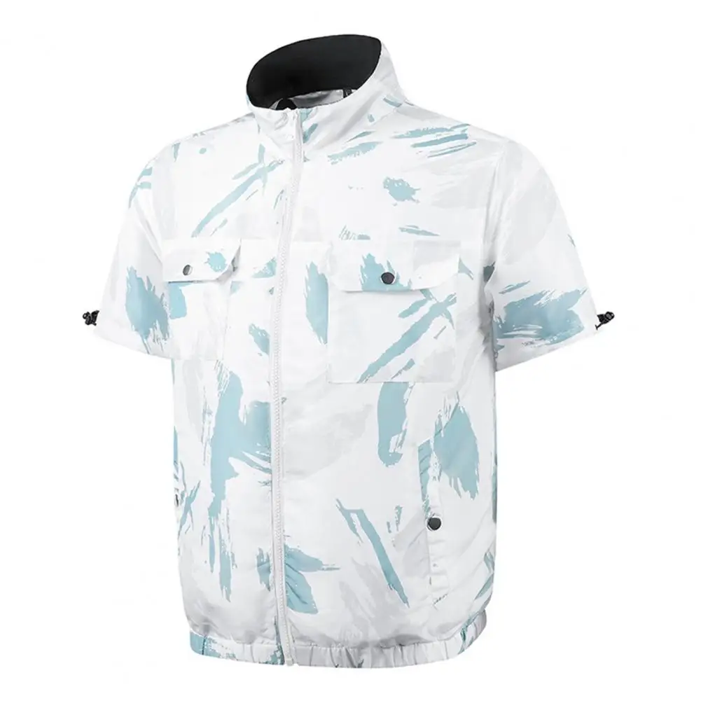 80%HOT1 Set Cooling Fan Jacket Unique Pattern Three Gear Adjustable Polyester Men Summer Outdoor AC Jacket Cooling Fan Apparel W