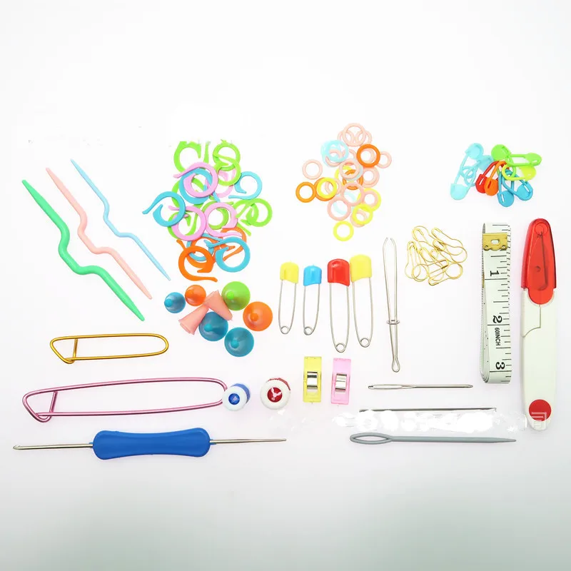 

Зажим для вязания крючком разных цветов, фиксирующая игла, держатель для маркеров, инструмент и крючок для швейных игл, аксессуар в коробке