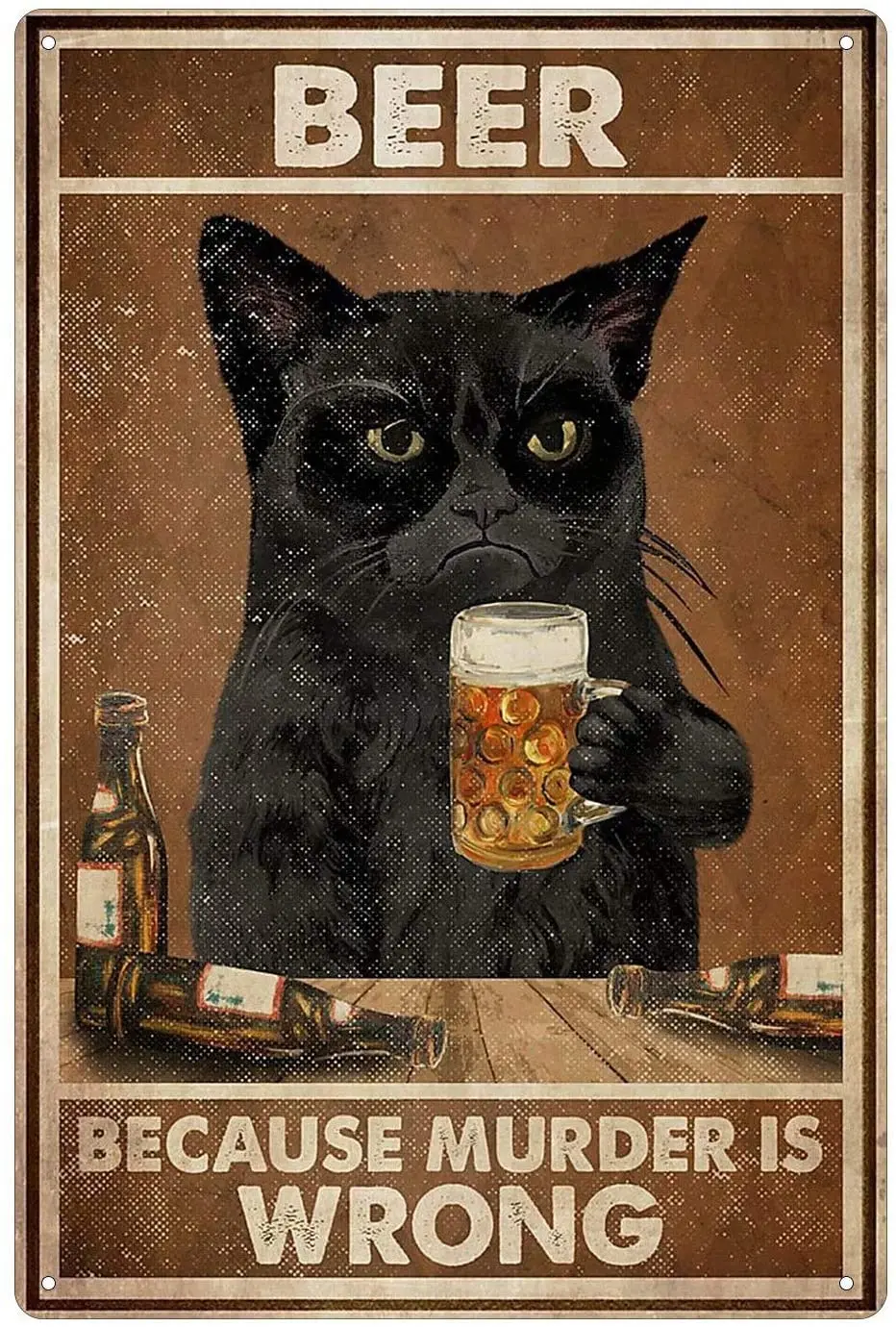

Metal Plaque Poster Beer Because Murder Is Wrong Tin Sign Home Bedroom Coffee Bar Wall Decoration Vintage Metal Plate 12*8 Inch