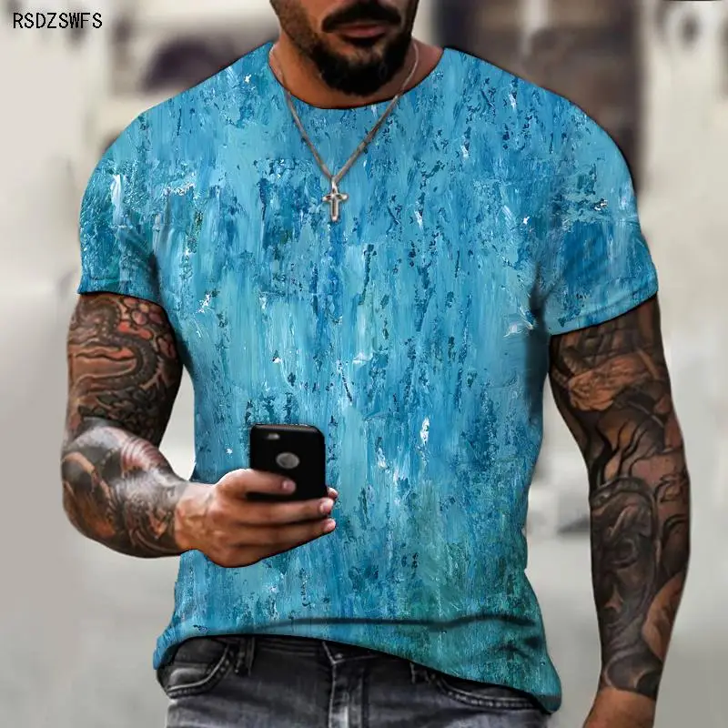 Мужская футболка модная повседневная с цветным принтом рисунком 5XL |