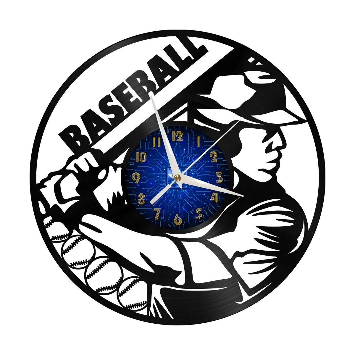 

Baseball Vinyl Wall Clock, Vinyl Record Clock Wall Art Silent & Non-ticking