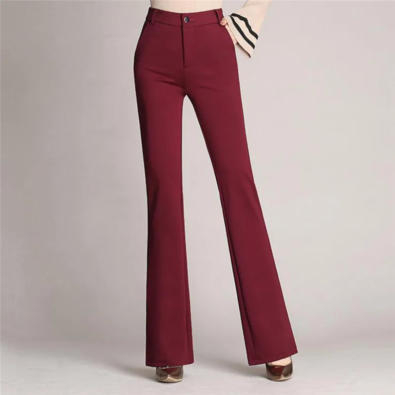 Office Ladies Pants Casual Loose Ladies Trousers Formal Solid Color Pants Fashion Slim Flared High Waist Trousers