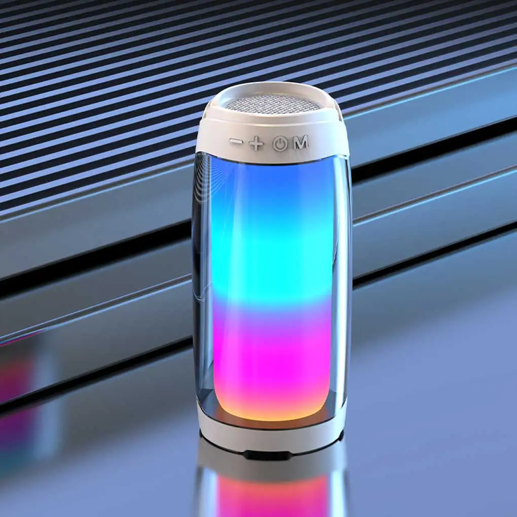 

Wireless Speaker Loudspeaker Atmospheres Light Audio Memory Card U Disk Hands-free Call Sound Box Surrounded White