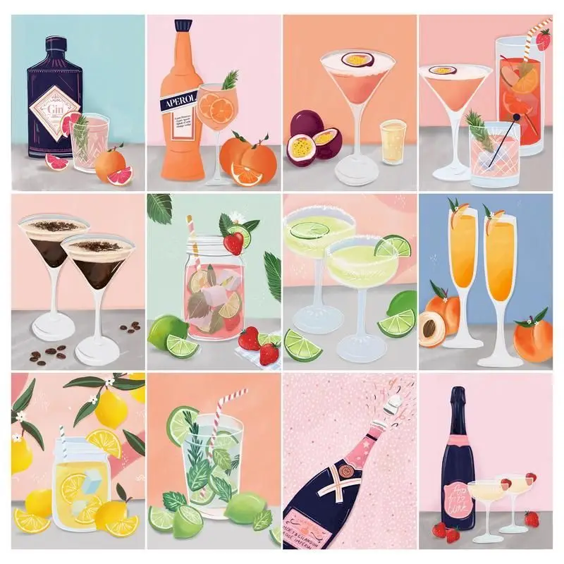 

RUOPOTY Oil Painting By Numbers Fruit Juice, Scenery Kits Drawing On Canvas Pictures By Number Handpainted Paintings Gift Hom