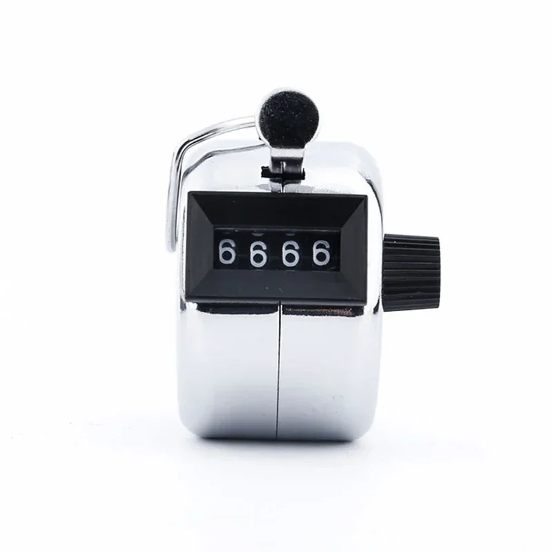 

4 Digit Number Counters Metal Shell Hand Finger Display Manual Counting Tally Clicker Color shell Timer Soccer Golf Counter