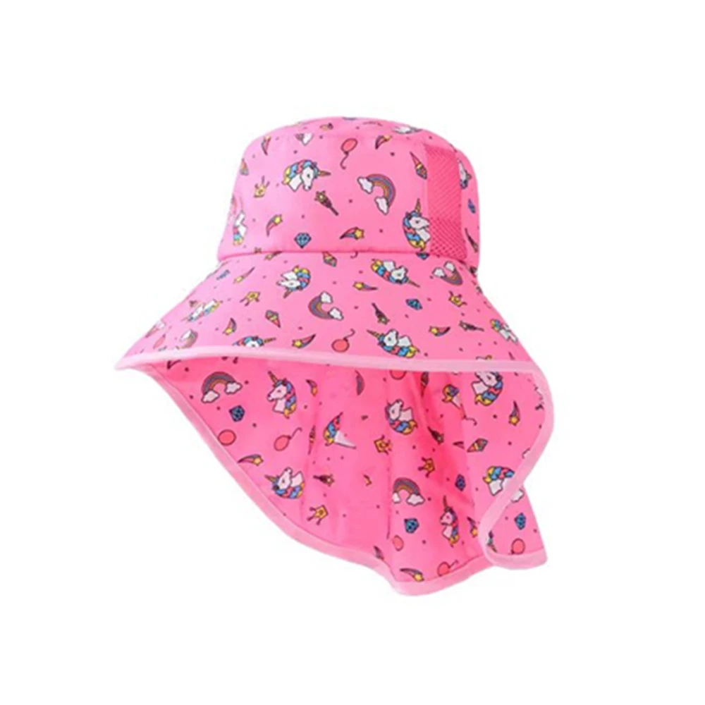

baby unicorn rainbow shark sun hat cap uv private bonnet foldable beach wide brim hat for summer neck cover protectiable