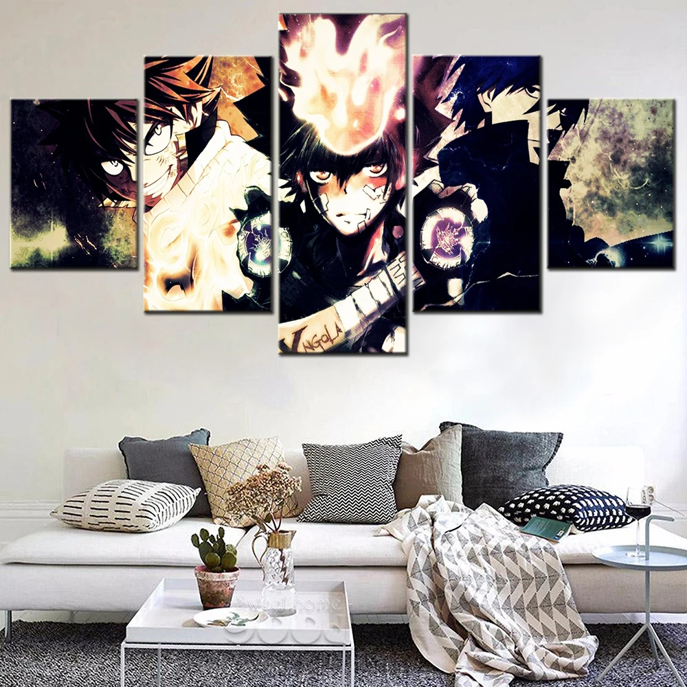 

Настенное искусство модульный холст HD печатные фотообои для домашнего декора 5 шт. аниме кроссовер версия картины рамки