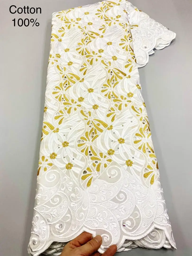 

New Fashionable Africa Swiss Voile Lace Brode Embroidery 100% Cotton High Quality Popular for African Women Dress pc022