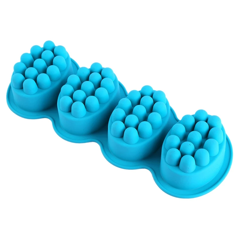

Promotion! 4 Cavity Massage Bar Silicone Mold 3D For Pudding Soap Jelly Mould Tray Durable
