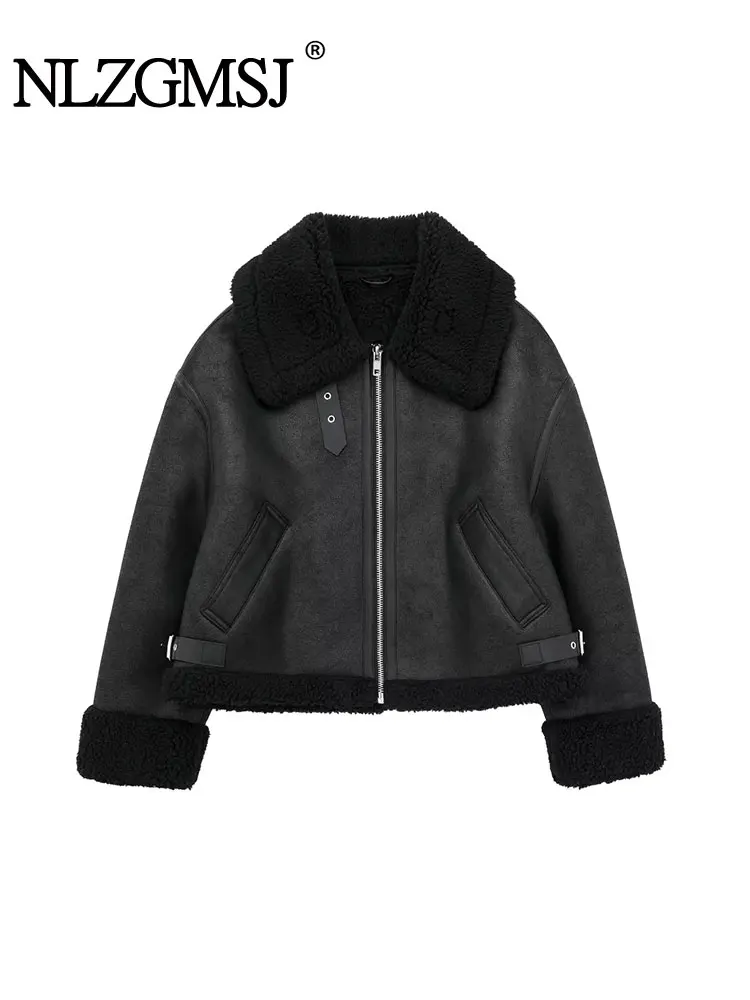 

Nlzgmsj TRAF Женская утепленная куртка на молнии, с отложным воротником и меховой вставкой, Осень-зима 2023