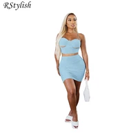 rstylish women clothing summer outfits bodycon club sets solid cut out halter backless crop tops and mini skirt two piece set