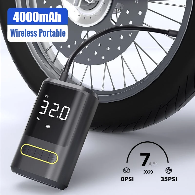 

150PSI Portable Car Air Compressor 80W Electric Wireless Car Air Pump for Motorcycle Bicycle Car Tyre Inflator Inflatable Pump