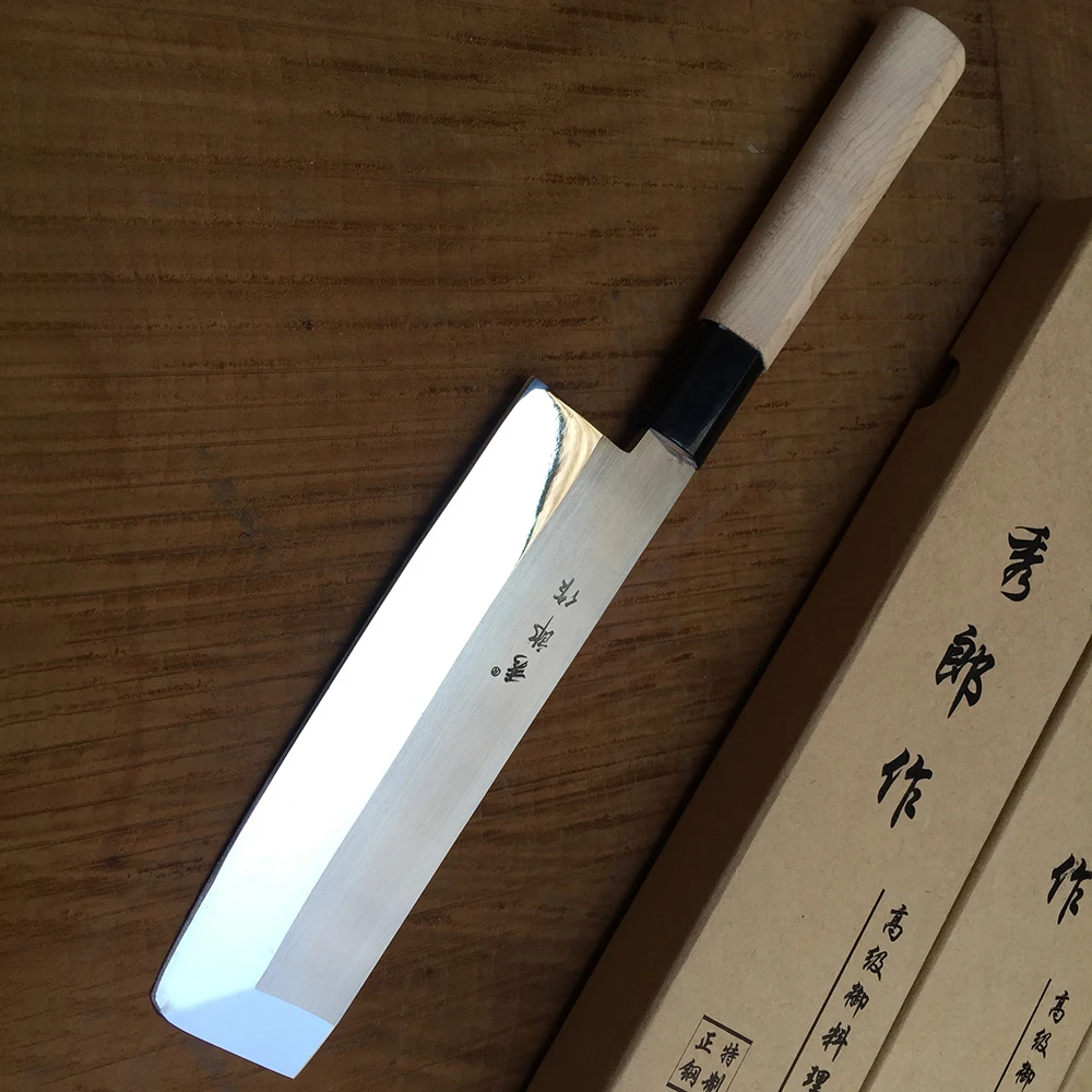 Usuba Knife Single Edge 7 Inch Slicing Nakiri Cleaver Sashimi Professional Kitchen Knife For Cutting Fish Meat Cooking Tools