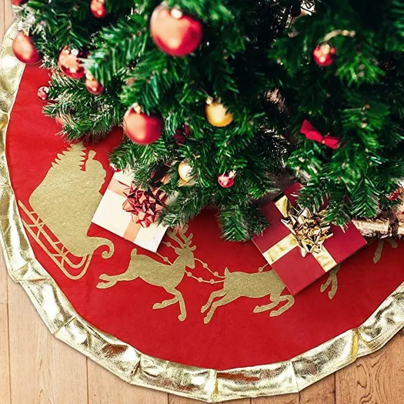 

90CM Christmas Tree Skirt Exquisite Santa Snowman Cushion Cover Elk Snowflake Xmas Tree Bottom Decor Merry Christma Decor 2023