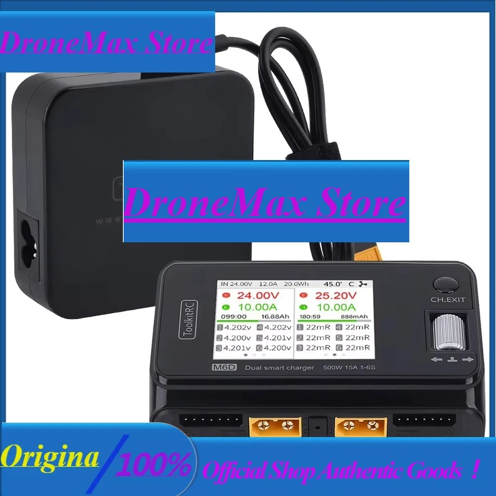 Фото DroMaToolkitRC M6D 500W 15A DC двухканальное мини-умное зарядное-разрядное устройство с блоком питания для 1-6S LiPo аккумуляторов FPV моделей Vs M №1