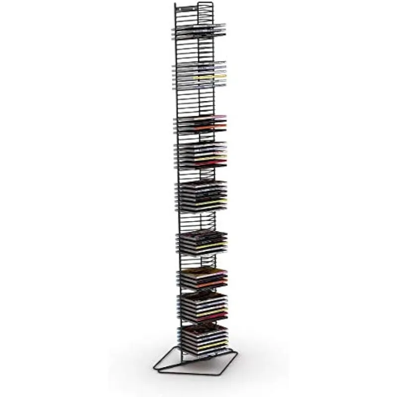 

Atlantic Onyx Wire CD Tower - Holds 80 CDs in Matte Black Steel, PN 1248 cd rack cd storage porta cds organizador