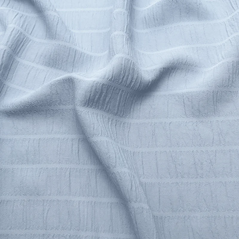 

Light Blue Wrinkled Striped Chiffon Fabric Summer Shirt Dress Dress Period Hanfu Pole Skirt Striped Soft Breathable Cloth