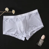 men underwear panties boxer stripe mesh boxer para hombre ultra thin ice silk sexy breathable transparent men underwear
