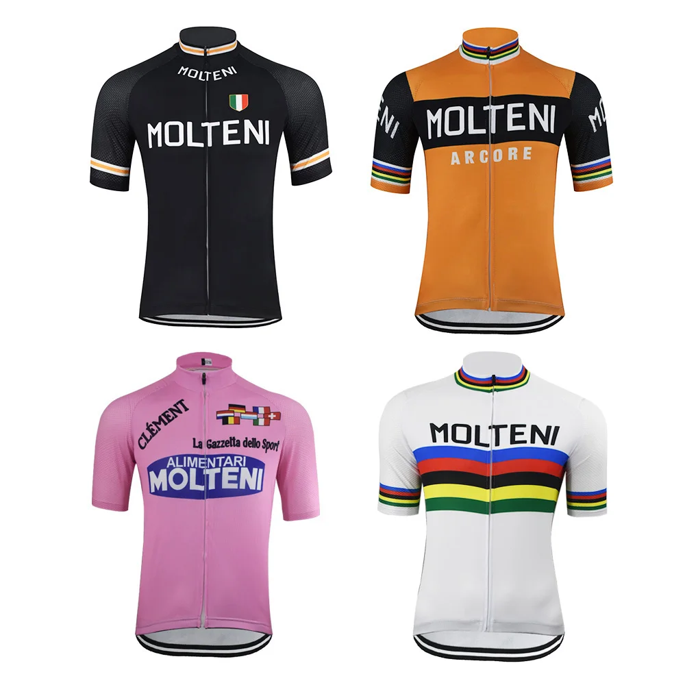 Мужской летний велосипедный трикотаж 4 Molteni в стиле ретро с коротким рукавом из