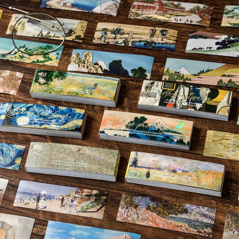 

50 Sheets World Famous Painting Series Long Stickers Aesthetic Scrapbooking Phone Laptop Decor Notebooks Collage Art Supplies