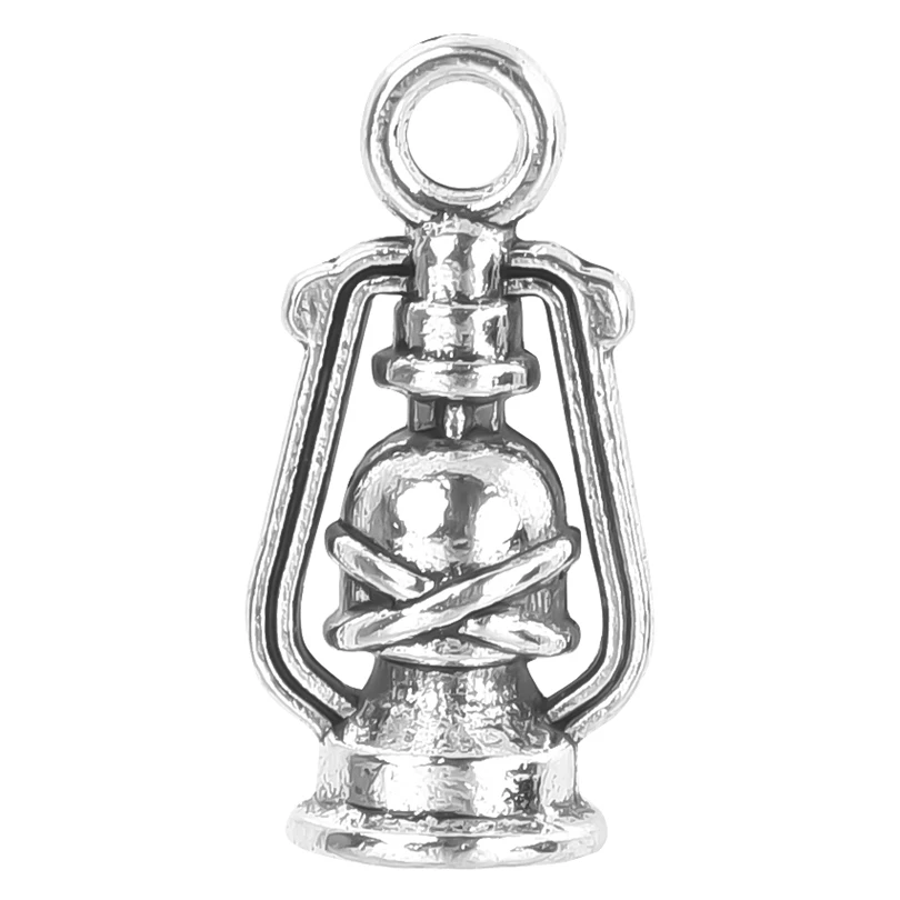 

25pcs 16*8mm Retro Silver Color Small 3D Kerosene Lamp Charms Zinc Alloy Pendants For DIY Handmade Jewelry Accessories Making