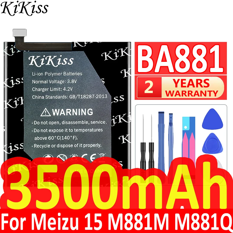 

Аккумулятор KiKiss BA881 BA 881 3500 мАч для телефона Meizu 15 M881H/M881Q, аккумулятор высокого качества + номер для отслеживания